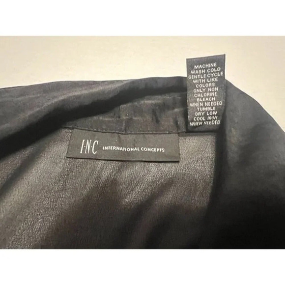 SM Woman's INC Black Long Sleeve Button Down Shirt Sheer Panels Collared - Picture 10 of 11